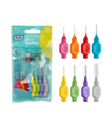 Pack of multicolored interdental brushes